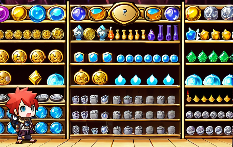 **Overwhelmed Beginner to Rapid Progressor:**
    A MapleStory character standing in front of a vast, overwhelming Union Coin Shop, looking confused and burdened by too many choices. The shop is filled with a dazzling array of items. In a contrasting panel, the same character is shown quickly leveling up, surrounded by bright, swirling experience potion effects and glowing Arcane Symbols, symbolizing swift and efficient progression. Anime style, vibrant colors, dynamic.