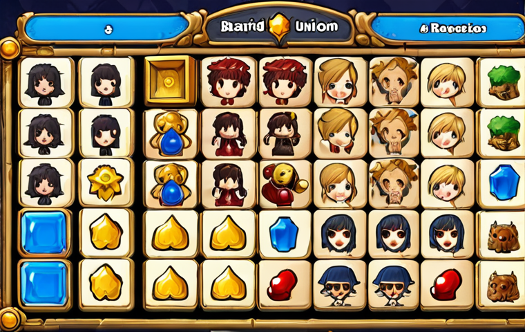 ** A strategic board game layout representing the MapleStory Union board, with various character pieces placed in optimal positions. Focus on highlighting the strategic placement aspect and the visual representation of the board.

**