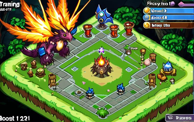 **Image:** A brightly lit MapleStory training map in the Leafre region, filled with monsters like harpies or drakes. A player character with Star Force enhanced gear is efficiently clearing the monsters with flashy skills. Visual elements include XP numbers popping up and a "Burning Field" indicator with a high bonus percentage. Text overlay: "XP Boost activated! Grinding naar level 120!" (Grinding to level 120!)